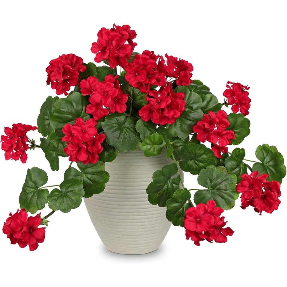 Red Realistic Silk Flowers Wide Artificial Lush Home Door Patio Hanging Decor